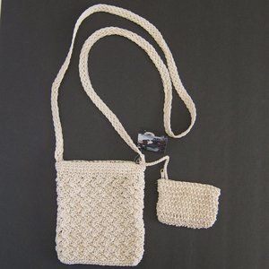 Maniadis Greek hand-woven ivory bag/change purse